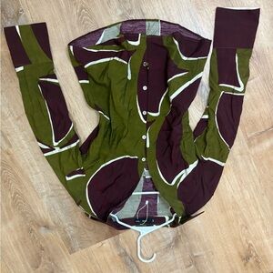 Stylish Olive and Maroon Women's Blouse